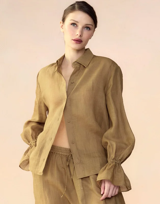 burnt orange silk blouses luxurious -Baleira Blouse