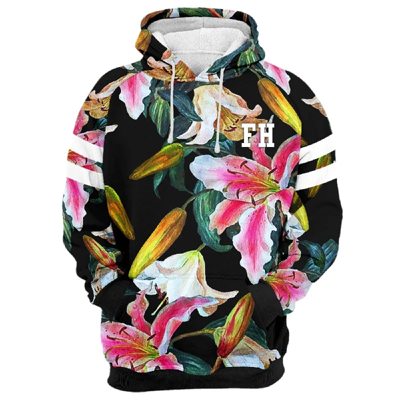 hoodie vibrant polyester -Lily Blossom Hoodie