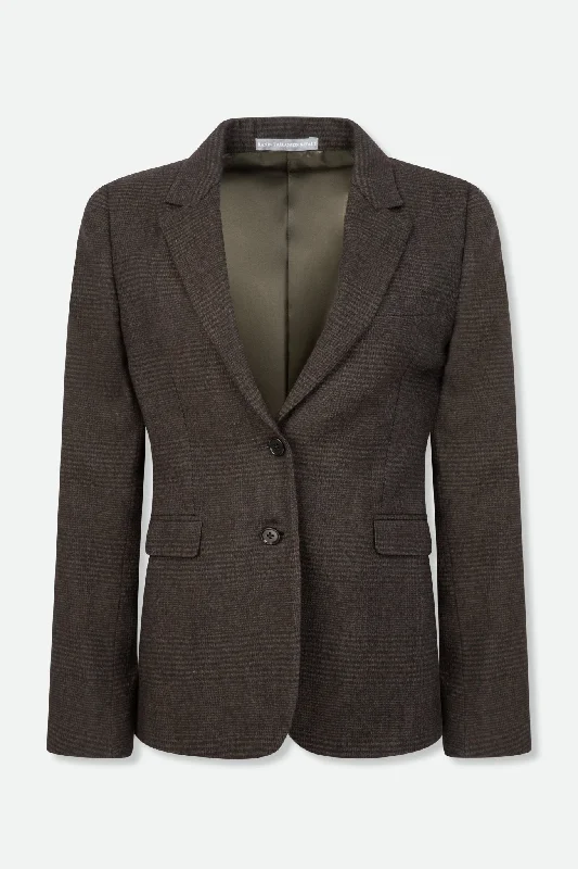 jacket loud brown -BRUNA HAND STITCHED BLAZER IN ITALIAN WOVEN WOOL