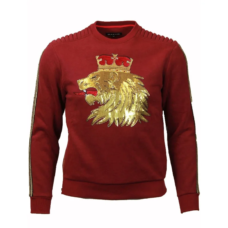 sweatshirts snug charcoal -M5400 Makobi Lion Crown Fleece Sweatshirt - Burgundy