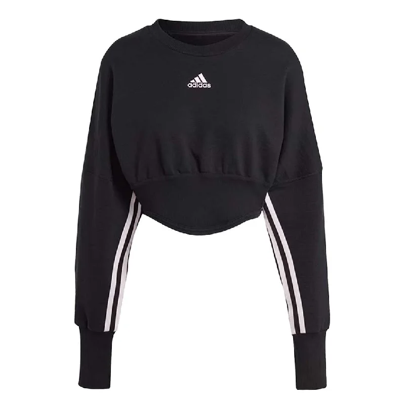 sweatshirts toasty black -adidas - Women's Dance 3-Stripes Corset-Inspired Sweatshirt (IB4749)