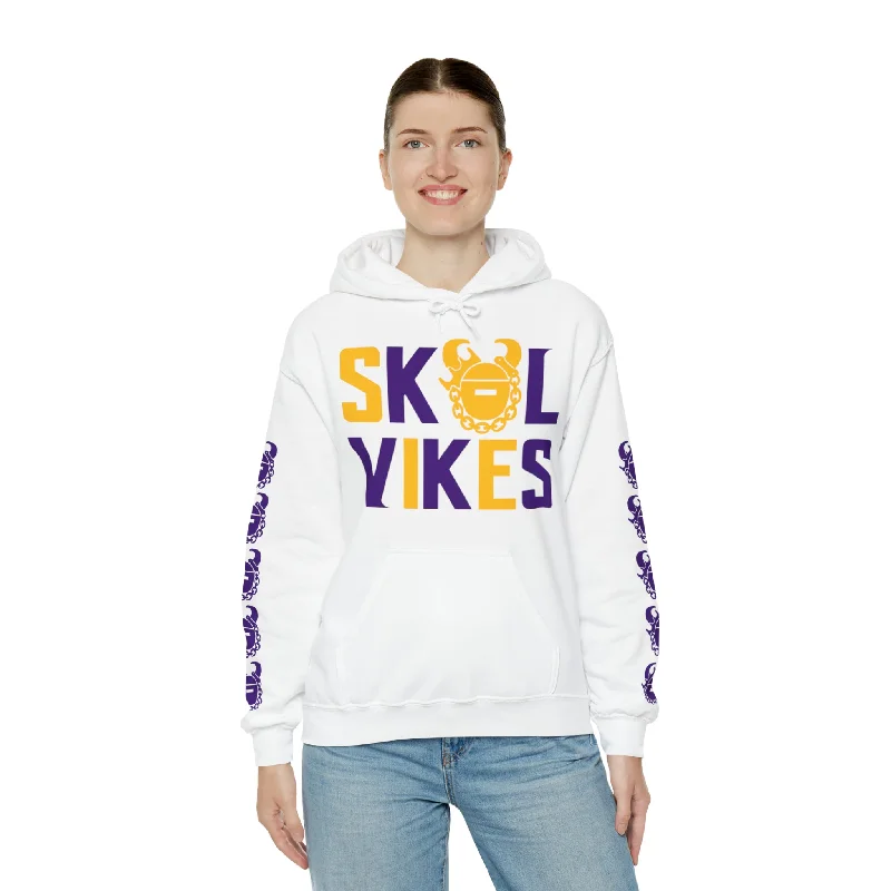 hoodie chic -Unisex Heavy Blend™ Hooded Sweatshirt - Vikes + Game Day Helmet (Sleeves)