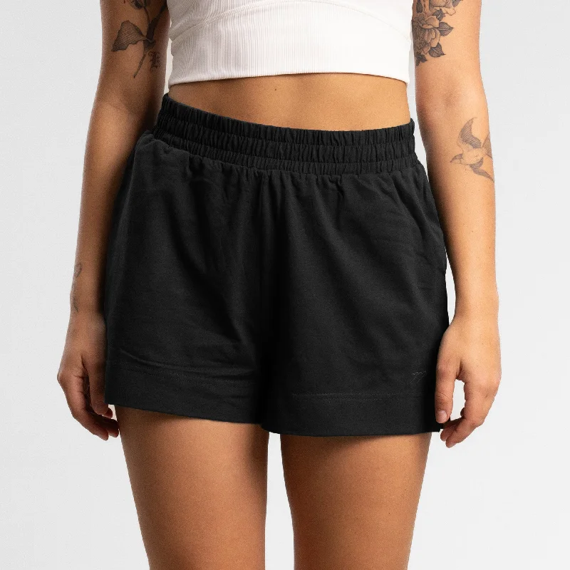 teal faux leather shorts bold -Script Box Short Women's BLACK