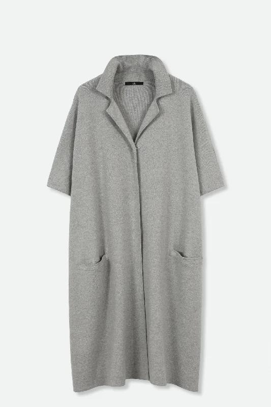 jacket silky wool -CLEO COAT IN KNIT PIMA COTTON IN HEATHER