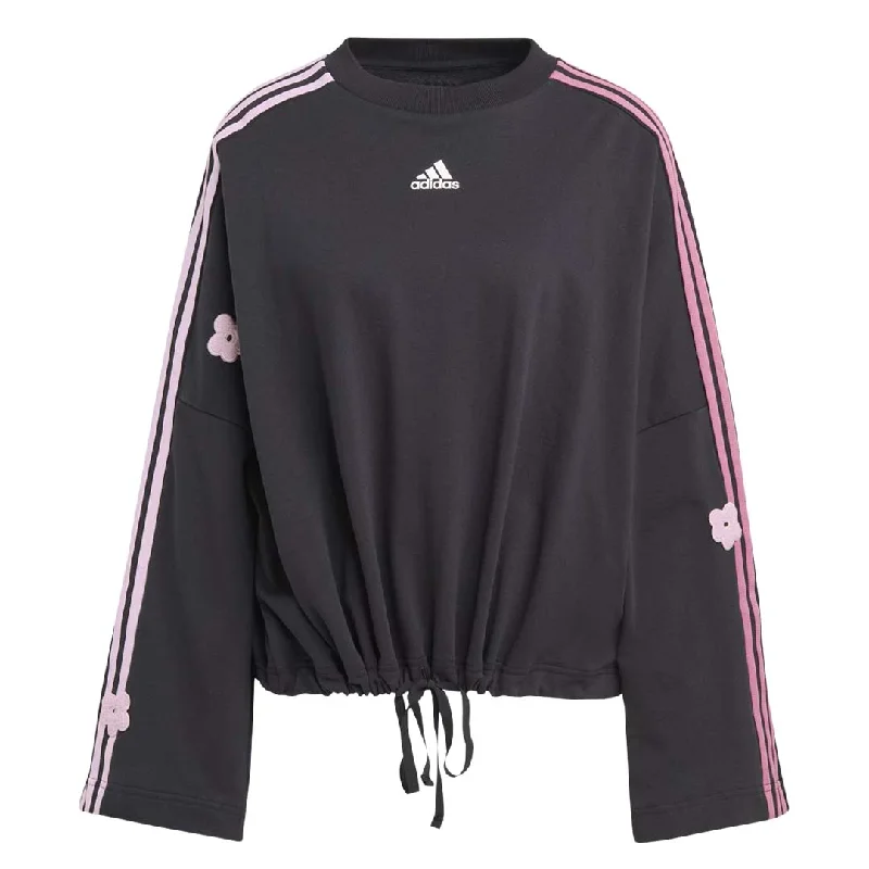 sweatshirts cool white -adidas - Women's Chenille Flower Patches 3-Stripes Sweatshirt (IC0011)