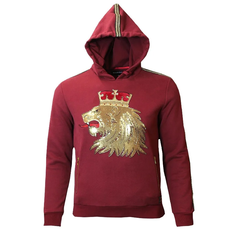 sweatshirts loose charcoal -M5700 Makobi Lion Crown Fleece Sweatshirt - Burgundy