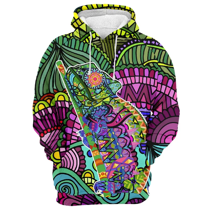 hoodie pink -Mandala Chameleon Hoodie