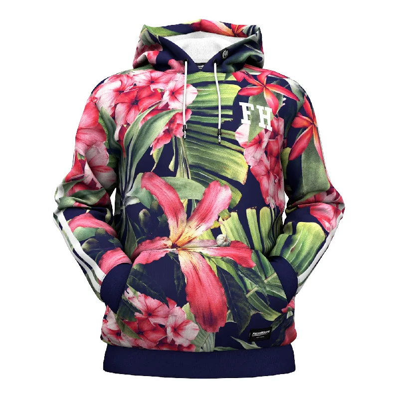 hoodie casual purple -Exotic Floral Hoodie