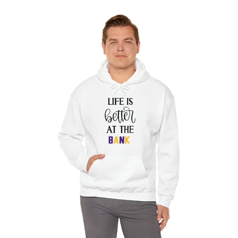 hoodie cozy purple -Unisex Heavy Blend™ Hoodie - Life is Better at the BANK