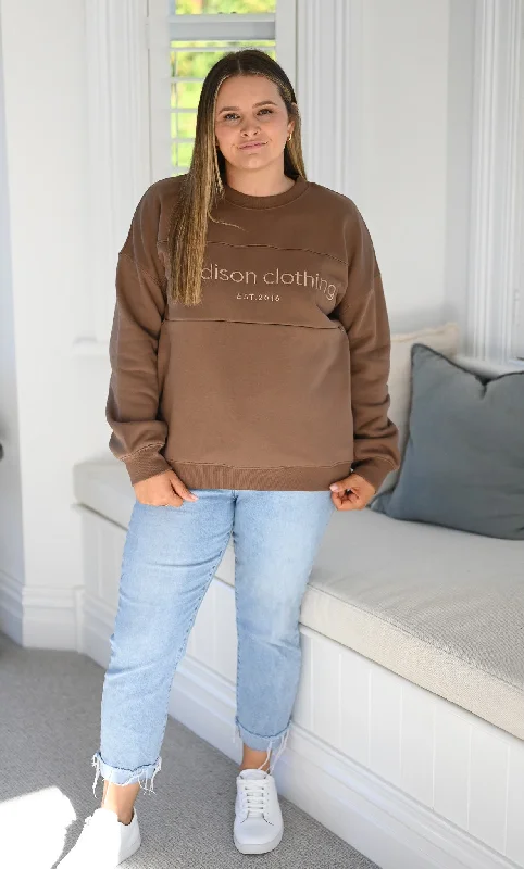 sweatshirts cool print -Quinn Sweatshirt - Latte