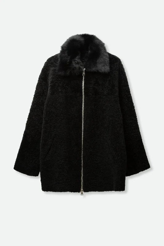 jacket cool navy -CLEA COAT IN CURLY MERINO SHEARLING