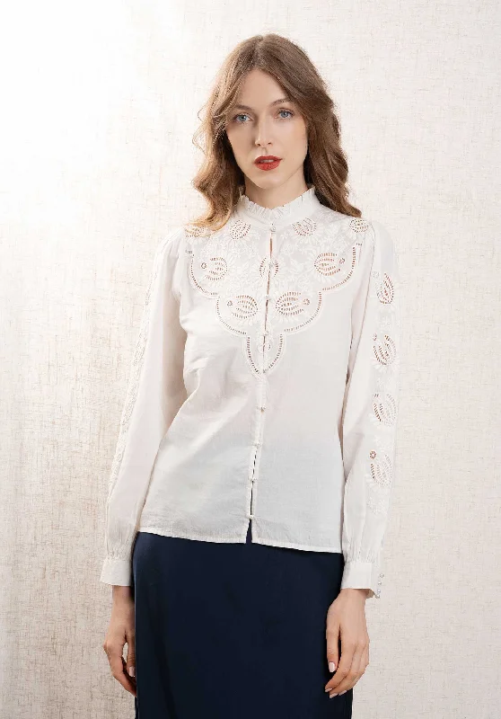 sage green lace blouses romantic -Blouse Taissy Ecru