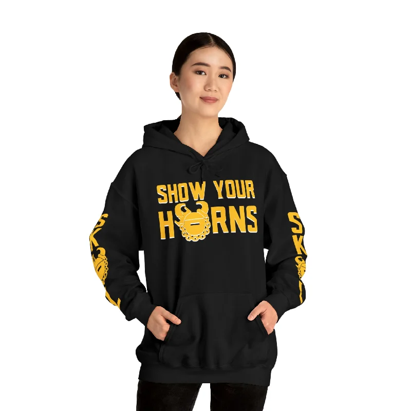 hoodie cozy blend -Unisex Heavy Blend™ Hooded Sweatshirt - Show Your Horns + Original (Sleeves)