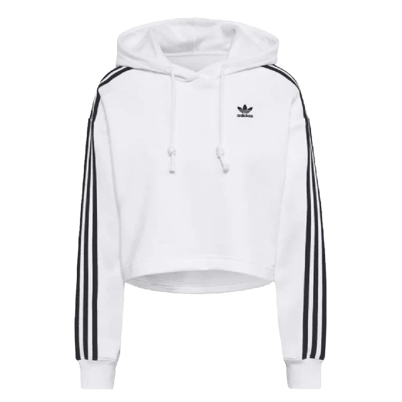 hoodie vibrant blue -adidas - Women's Originals 3-Stripes Crop Hoodie (HN5884)