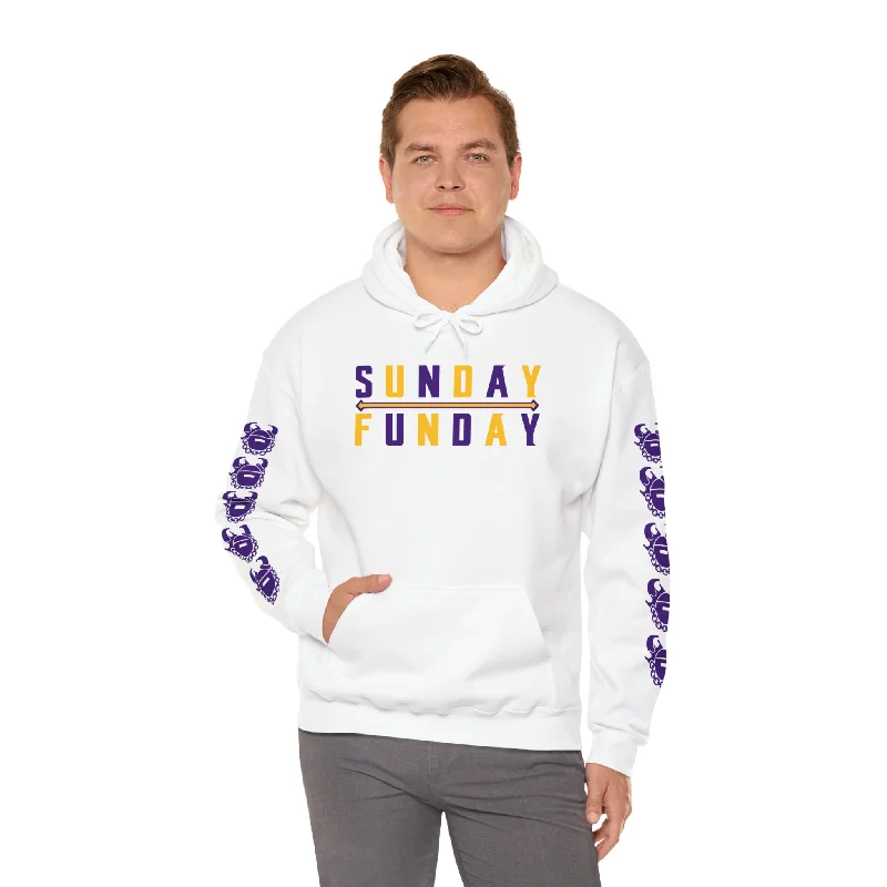 hoodie chic pink -Unisex Heavy Blend™ Hooded Sweatshirt - Sunday FUNday + Game Day Helmet (Sleeves)