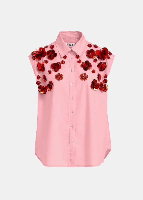 peach sheer blouses for date -Blouse Fight Clear-Red