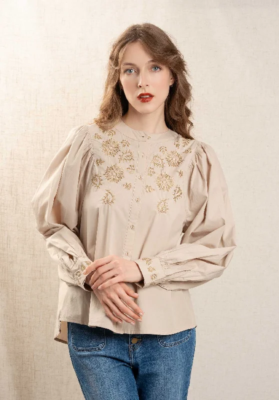 maroon wrap shirts sleek -Blouse Elizka Beige