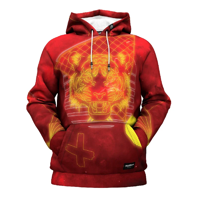 hoodie cozy polyester -Cosmic Tiger Hoodie