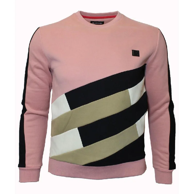 sweatshirts easy charcoal -M5262 Makobi Multi Tone Fleece Sweatshirt - Pink