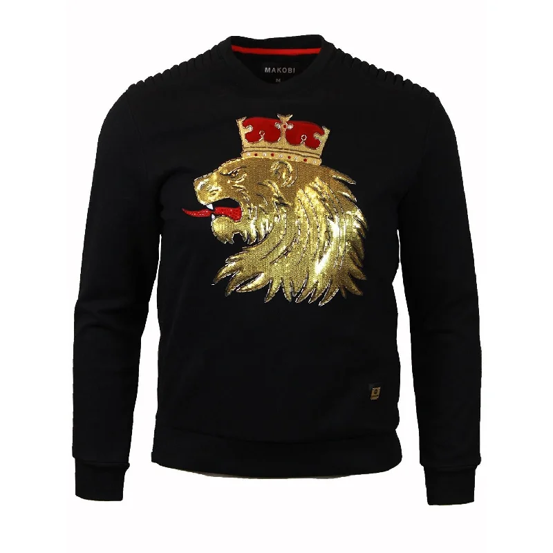 sweatshirts sharp cream -M5400 Makobi Lion Crown Fleece Sweatshirt - Black