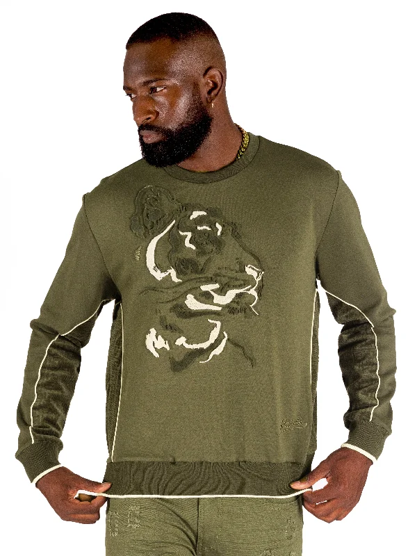 sweatshirts chill forest -M4358 Gabana Tiger Sweatshirt - Olive