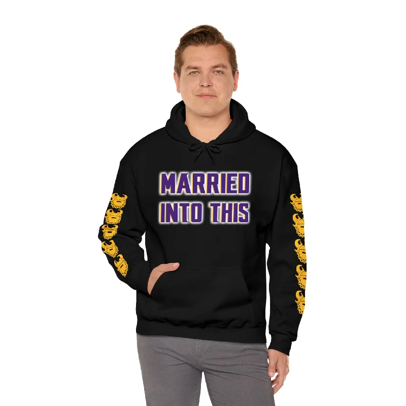 hoodie vibrant design -Unisex Heavy Blend™ Hooded Sweatshirt - Married Into This + Game Day Helmet (Sleeves)