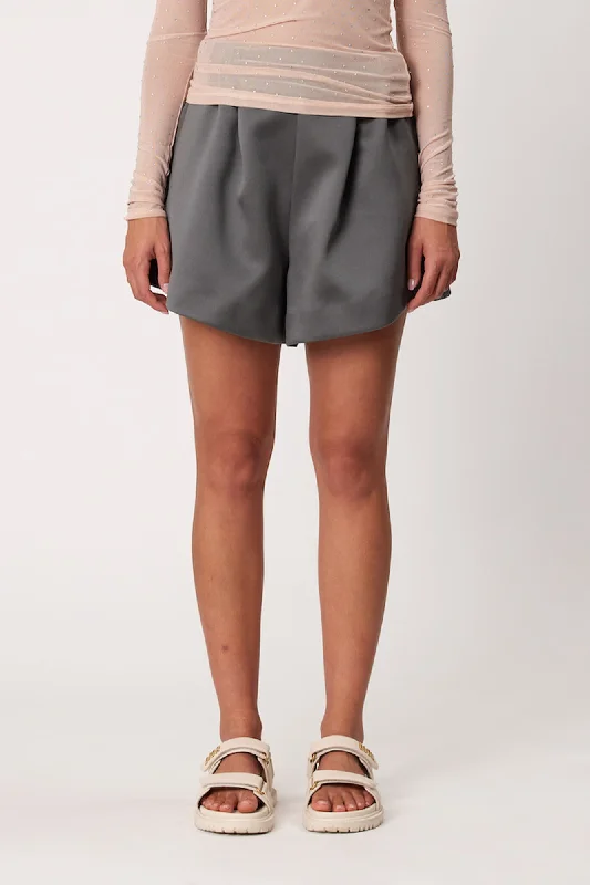 olive faux leather shorts edgy -SUTTON SHORTS - SMOKE