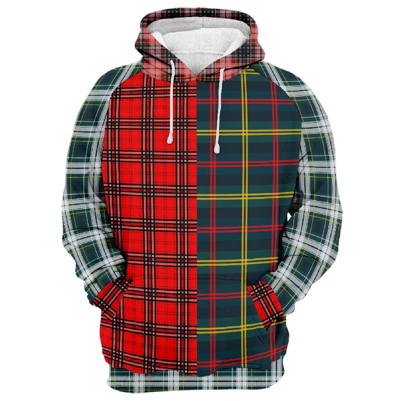 hoodie bold fabric -Plaid Combined Hoodie