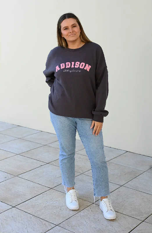 sweatshirts merry print -Addison Sweatshirt - Grey