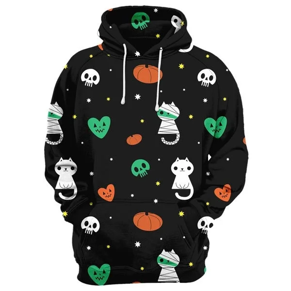 hoodie comfy design -Scary Cat Hoodie