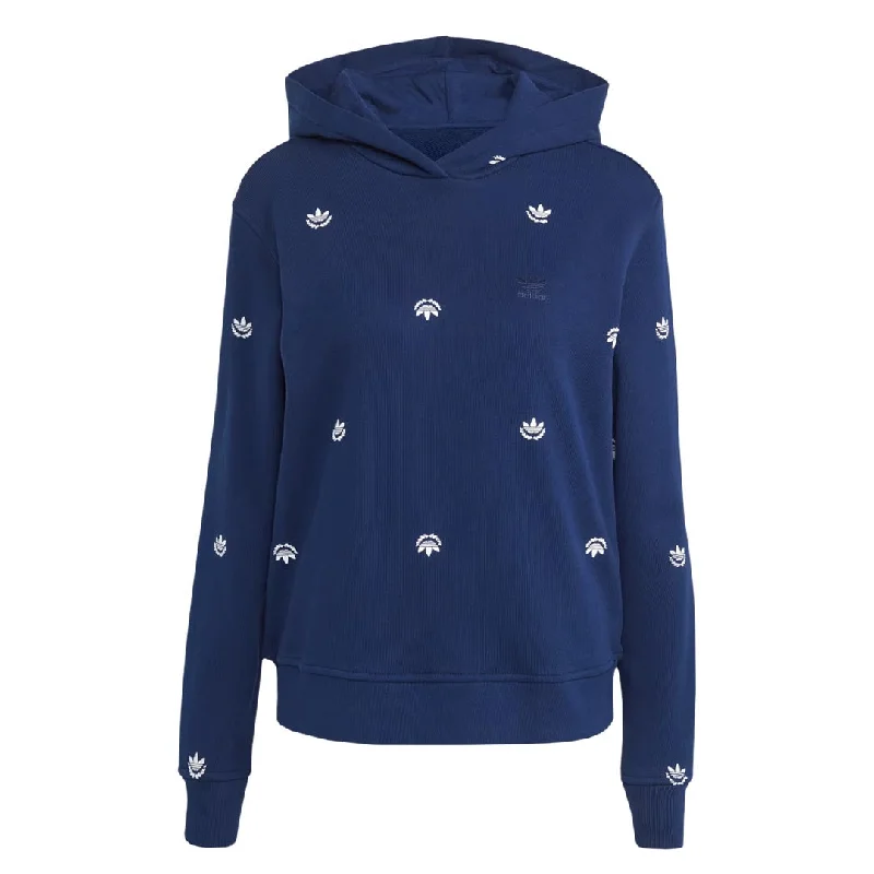 hoodie vibrant navy -adidas - Women's Allover Mini Crest Logo Hoodie (IJ8298)