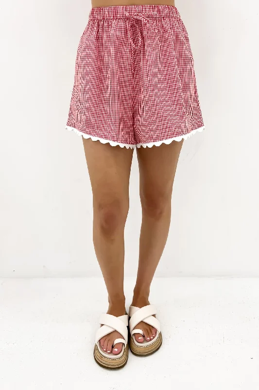 indigo high waisted shorts chic -Joy Short Red Gingham