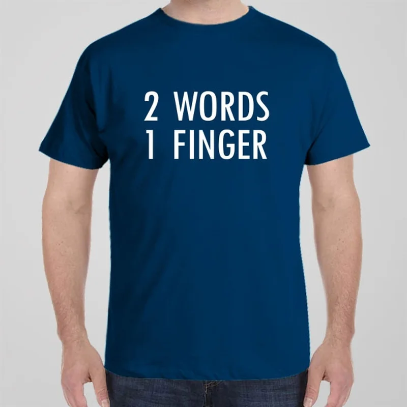 navy blue long sleeve t-shirts cozy -2 Words - 1 Finger T-shirt