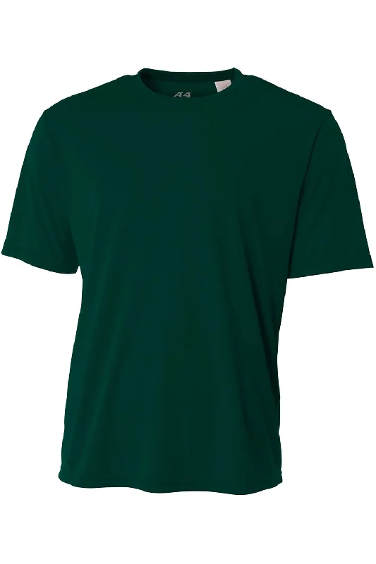 olive ribbed t-shirts textured -A4 Youth Performance Moisture Wicking Short Sleeve Crewneck T-Shirt - Forest Green