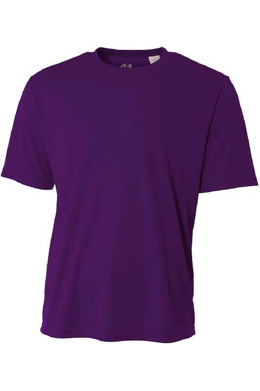 coral sunset graphic t-shirts trendy -A4 Youth Performance Moisture Wicking Short Sleeve Crewneck T-Shirt - Purple