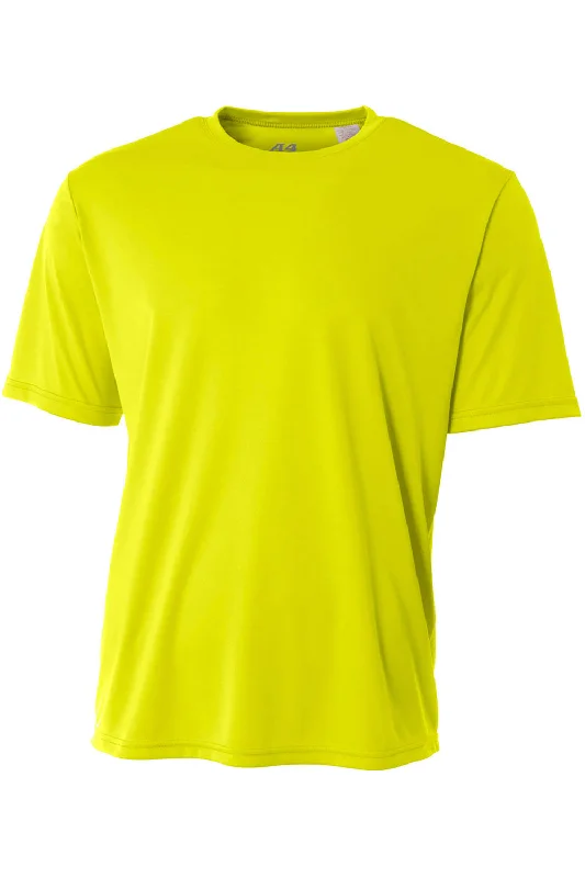 peach ribbed t-shirts textured -A4 Youth Performance Moisture Wicking Short Sleeve Crewneck T-Shirt - Safety Yellow