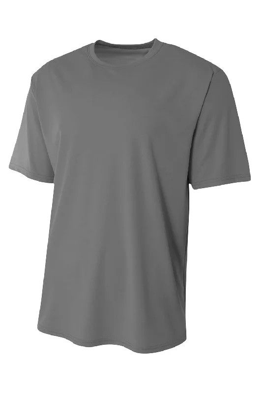 burnt orange slim fit t-shirts sleek -A4 Youth Sprint Performance Moisture Wicking Short Sleeve Crewneck T-Shirt - Graphite Grey