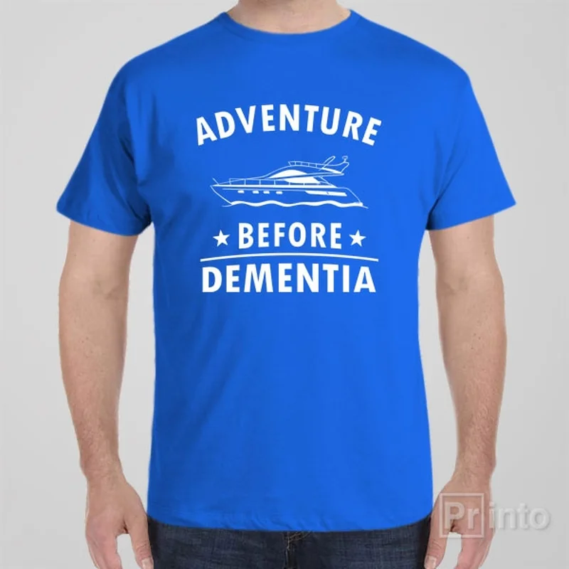 khaki long sleeve t-shirts cozy -Adventure before dementia (boat) - T-shirt