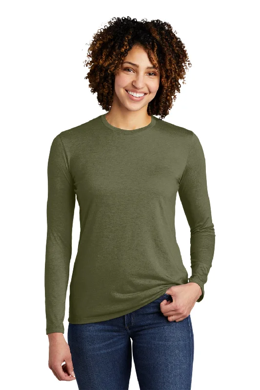 soft beige tie-front t-shirts cute -Allmade Womens Long Sleeve Crewneck T-Shirt - Olive You Green