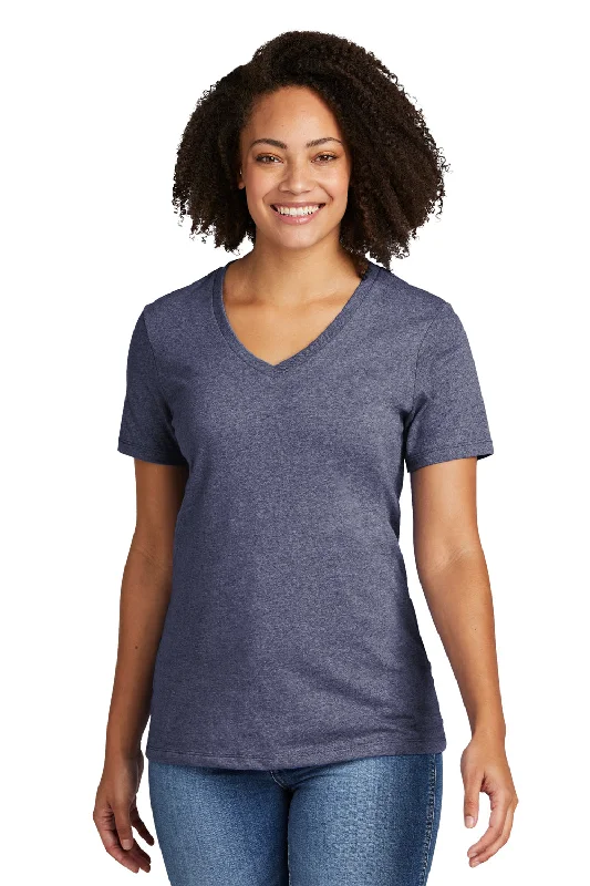 peach lightweight t-shirts summer -Allmade Womens Recycled Short Sleeve V-Neck T-Shirt - Heather Navy Blue