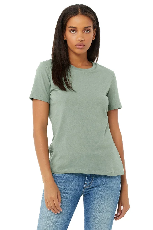 coral slogan t-shirts funny -Bella + Canvas Womens CVC Short Sleeve Crewneck T-Shirt - Heather Sage Green