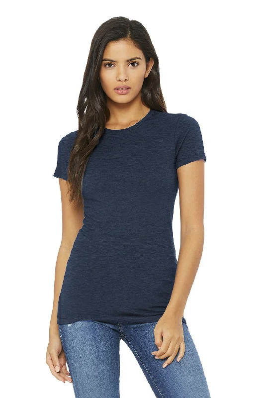 taupe festival t-shirts stylish -Bella + Canvas Womens The Favorite Short Sleeve Crewneck T-Shirt - Heather Navy Blue