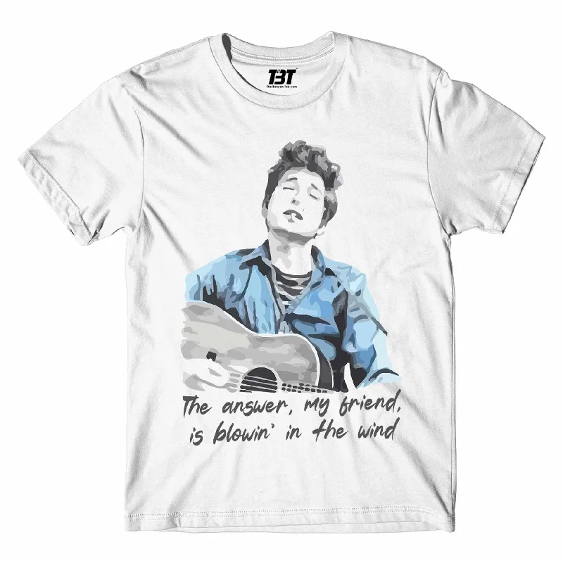 navy blue quote t-shirts witty -Bob Dylan T shirt - Blowin' In The Wind