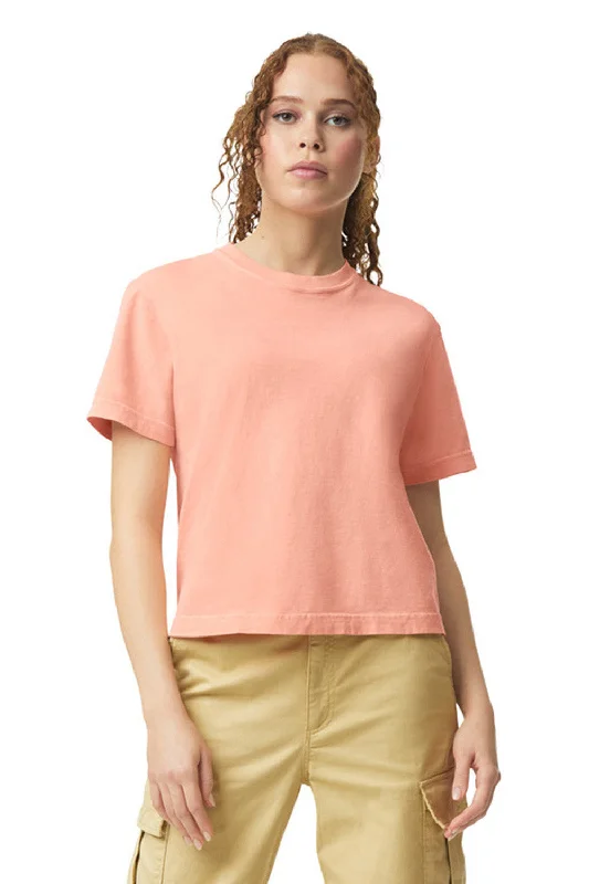 taupe tie-front t-shirts cute -Comfort Colors Womens Short Sleeve Crewneck T-Shirt - Peachy