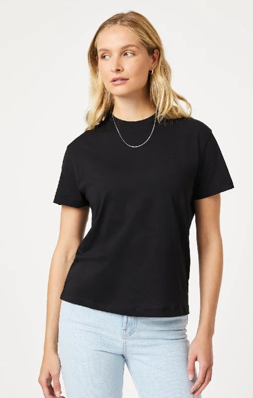 peach henley t-shirts smart -CREW NECK T-SHIRT IN BLACK