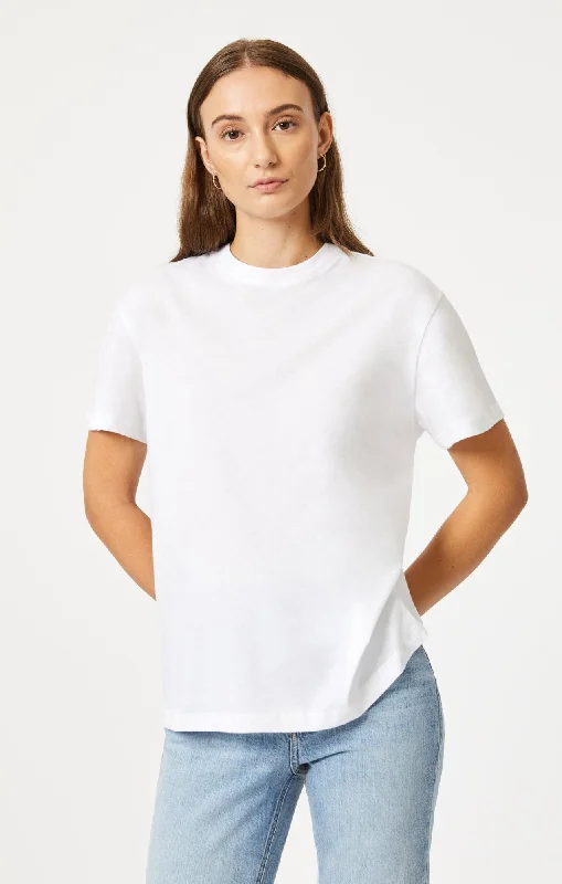 peach henley t-shirts smart -CREW NECK T-SHIRT IN WHITE