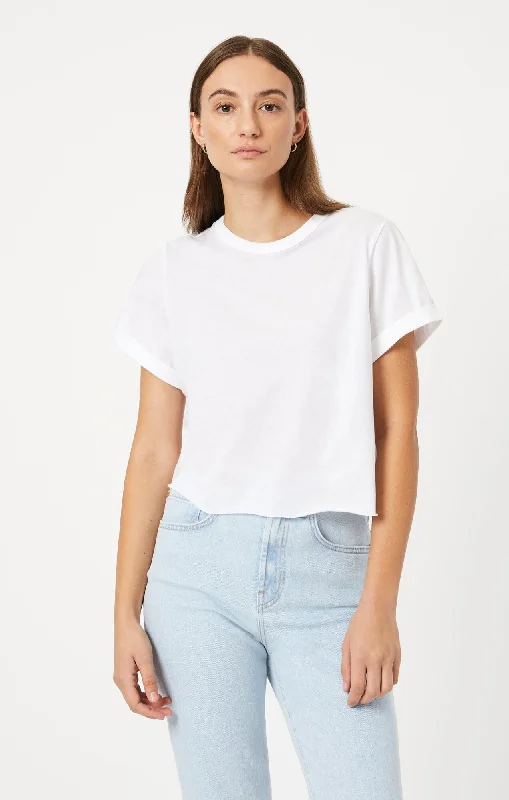 heather grey ribbed t-shirts textured -CROPPED T-SHIRT IN WHITE