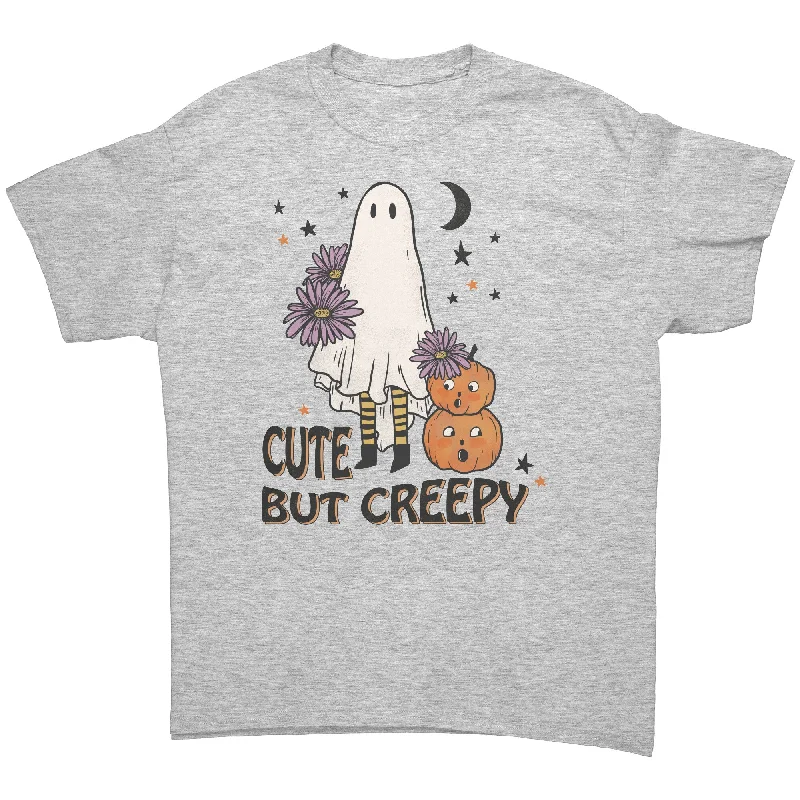 soft beige pocket t-shirts casual -Cute but Creepy Halloween Unisex T-Shirt