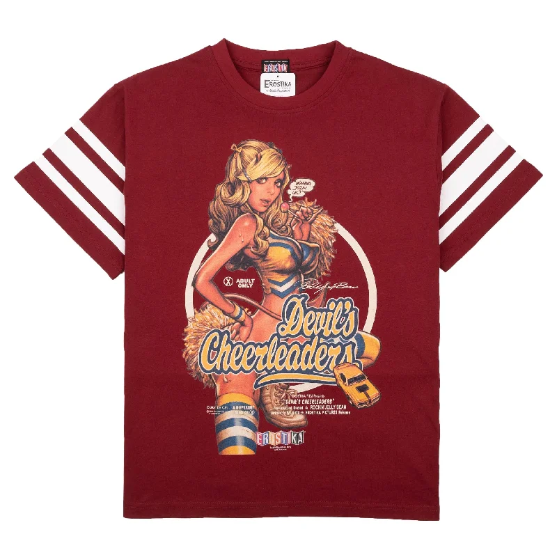 peach lightweight t-shirts summer -Devil's Cheerleaders T-Shirt - Burgundy