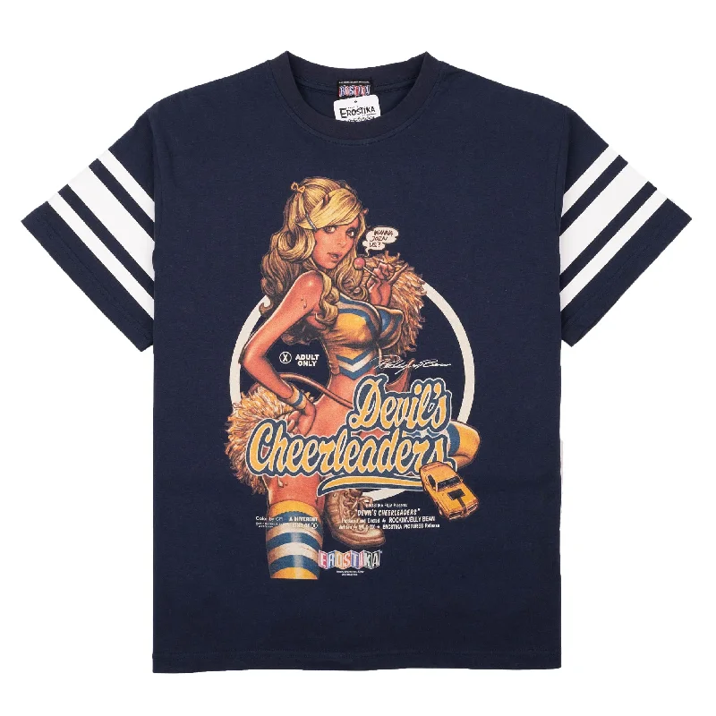 khaki crew neck t-shirts basic -Devil's Cheerleaders T-Shirt - Navy